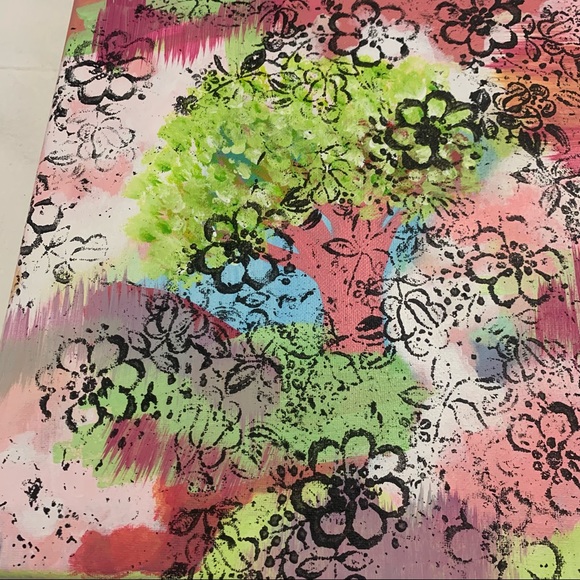 Abstract Floral Canvas Painting Original Acrylic - Picture 1 of 11